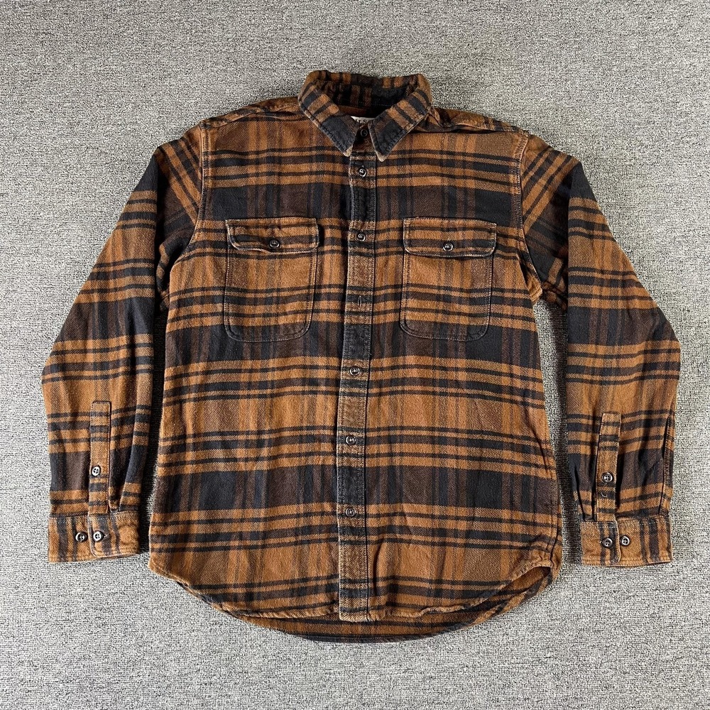 Filson Shirt Mens Large Brown Plaid Flannel Button Front Cotton Casual Work